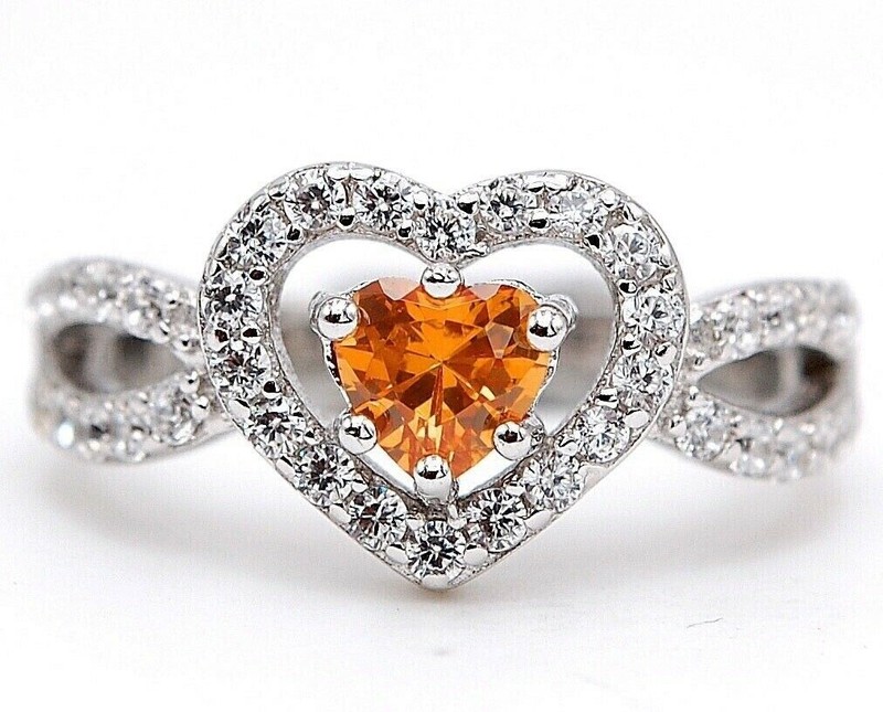 1CT  Padparadscha 925 Sterling Silver Ring Sz 6 N2-1