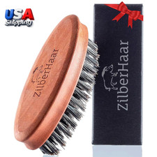 Pocket Mustache and Beard Brush - Stiff Boar Bristles Small Brush -