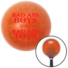 Red Bad Ass Boys Drive Bad Ass Toys Orange Metal Flake Shift Knob M16x1.5 Insert