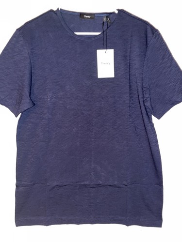 THEORY Precise Tee O T-Shirt Crew Neck Eclipse Cloud Slub Black 100% Cotton Sz M