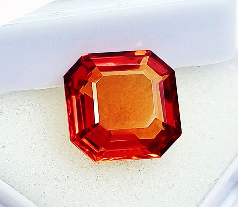 Zafiro naranja natural certificado 6,35 quilates piedras preciosas sueltas corte octágono Foto 3 de 4