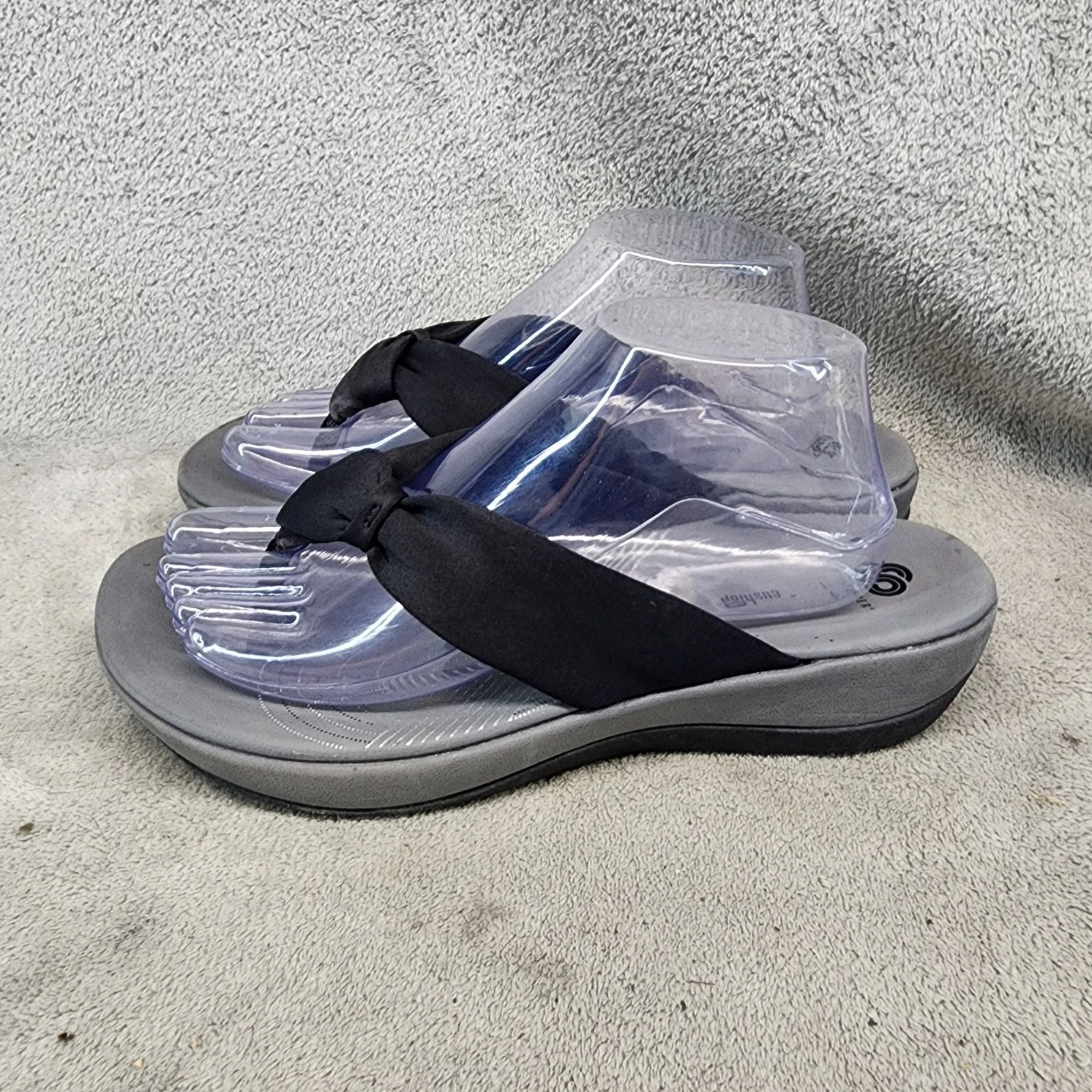 Scarpe Clarks donna taglia 10 Arla Cloudsteppers nere sandali infradito