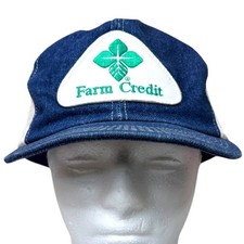 Vintage Farm Credit Denim Jean Trucker Hat Mesh Snapback Back Farmer Country