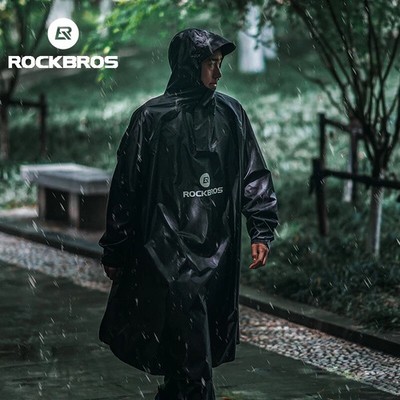 ROCKBROS Bicycle Waterproof Rain Poncho Capes Compact Reusable for Adults Black