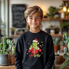 Grinchmas Six Seven Sweatshirt Grinch Christmas Shirt 6 7 Youth Kids Hoodie Gift