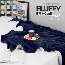 Winter Sherpa Fleece Throw Blanket Heavy GSM Warm Thick Bedding Throw Twin Queen