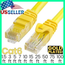 Yellow Cat6 Patch Cable Ethernet RJ-45 Cat6 Cord Internet LAN Network Wire LOT