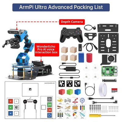 Hiwonder ArmPi Ultra Robot Arm w/ Camera for Raspberry Pi 5 & SD Card DIY my23