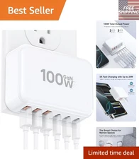 Compact 100W USB-C Charging Hub with 6 Ports for Ultimate Device Charging