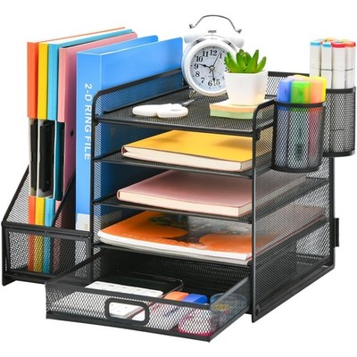 Schreibtisch Organizer 5 Ebenen Papierablage mit Schublade und Stiftehaltern