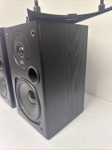 Polk Audio T15 Bookshelf Speakers Pair Black 2 Way Wired Home Stereo Tested - Afbeelding 4 van 6
