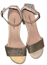 Zapatos para niñas Christie Jill dorados elegantes con tiras talla 2 niñas - Baile
