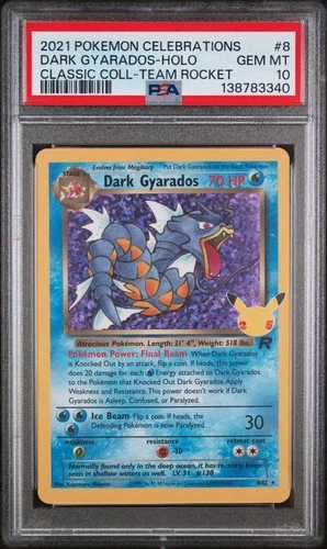 2021 POKEMON CELEBRATIONS CLASSIC COLL #8 DARK GYARADOS-HOLO PSA 10