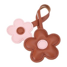 Flower Keychain Purse Charm for Women Cute PU Coffee-Pink