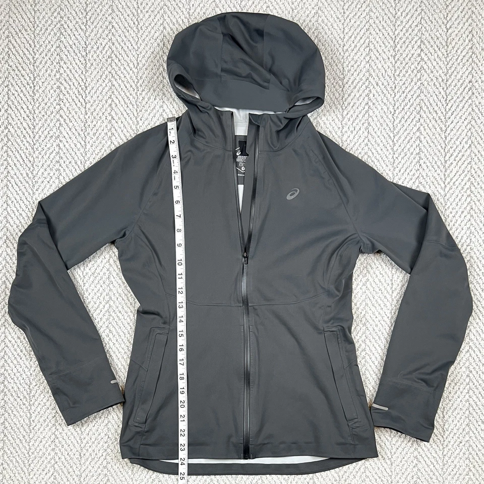 Chaqueta Asics para mujer Running Accelerate talla pequeña S2 impermeable a prueba de viento gris Foto 3 de 4
