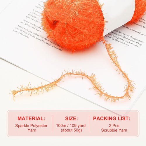 2 Knäuel Scrubbie Garn, Glitzergarn Polyester für Geschirrtücher, orange - Bild 2 von 6