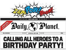 Justice League Heroes Unite DC Superhero Kids Birthday Party Invitations
