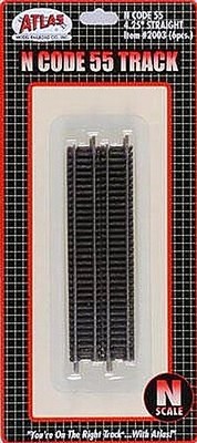 Atlas Code 55 4-1/4 Straight (6) - N Scale Nickel Silver Model Train Track