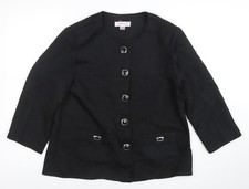 Afibel Women Black Size 16 Textured Four-Button Blazer Jacket