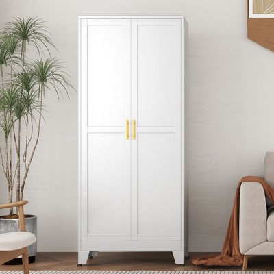75'' Metal Food Pantry, 5 Shelves Storage Cabinet for Kitchen, Laundry, Dining