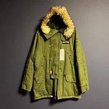 A.P.C. Thrasher N-3B Military Jacket Olive Fur Hood Size L Used