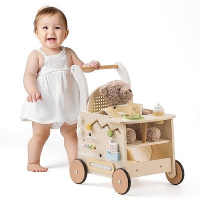 ROBUD Holz Lauflernhilfe Baby Walker   2-in-1 Montessori Activity Board