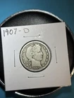 1907 D Denver Mint Barber Quarter Nice 90% Silver Coin