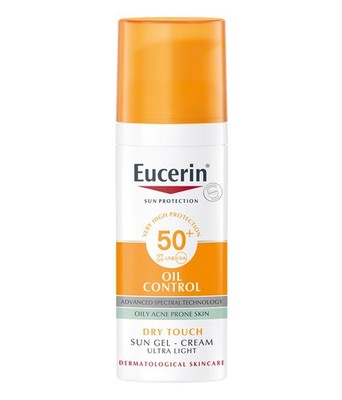 Eucerin Oil Control Sonnengel-Creme Dry Touch LSF 50+ 50ml, unparfümierter Sonnenschutz 
