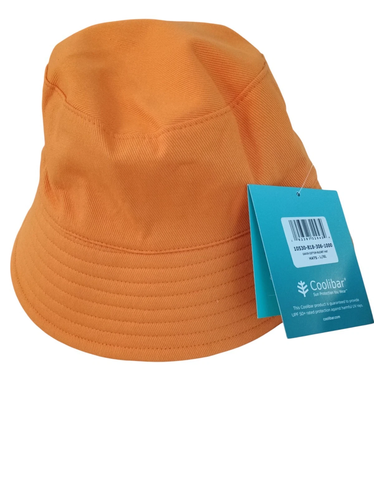 Coolibar Gavin Cotton Bucket Hat L/Xl UPF 50 Orange New with Tags #10530 Unisex