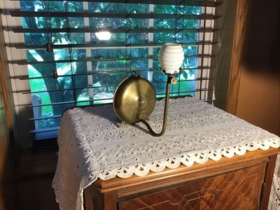 Nice Antique Brass Comet Night Light Oil Lamp With Wick & Chimney Wall /table