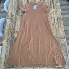 Uniqlo Mercerized Cotton A-Line Dress Womens Size S Orange Short Sleeve Pockets
