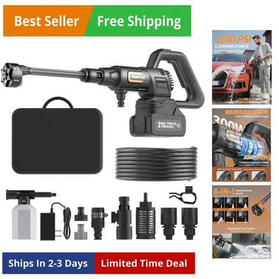 #ad Cordless Pressure Washer Battery Powered; 1200PSI Cordless Power Washer with ... $133.42
