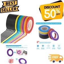 15 Rolls Thin 1/8 Inch Whiteboard Tape - Low-Tack Craft Tape in Assorted Colors
