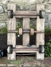 ANTIQUE INDUSTRIAL TROLLEY SIX WHEELS MADE IN ARGENTINA 1930s 31" BY 19"