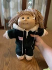 Cabbage patch Kids Doll Green Fleece Fur Outfit Brown Eyes Hair