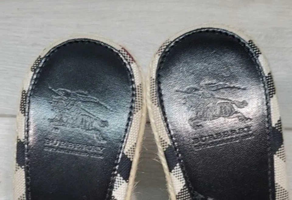 博柏利 Itcon30lun 黑色 Nova 格纹楔形凉鞋 Espadrille 女式鞋 39/8 — 第 4/4 张图片