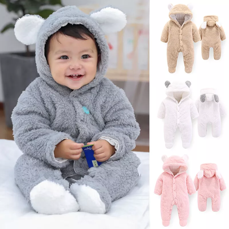 New Newborn Baby Boy Girl Kids Bear Hooded Romper Jumpsuit Outfit Clothes  Outfit