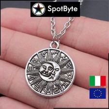 Collana Donna Pendente Ciondolo 70cm con Sole e Luna Due Metà