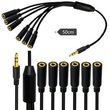 3.5mm 3Pole Male to 6 Female 3.5 3-Pole Stereo Splitter Audio Cable Cord Adapter