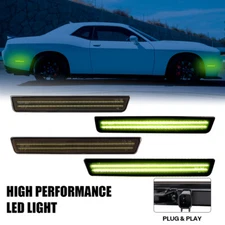 Front Rear LED Bumper Side Marker Lights Smoked For 2015-2023 Dodge Challenger