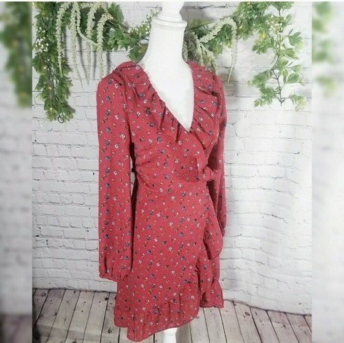 She + Sky Ditsy Floral Ruffle Long Sleeve Wrap Dress NWT Small - 第 6/8 張圖片