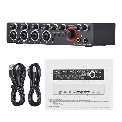 4 Channels Audio Interface 4 in 4 out USB Recording Sound 48V 24bit/192khz Q6V9