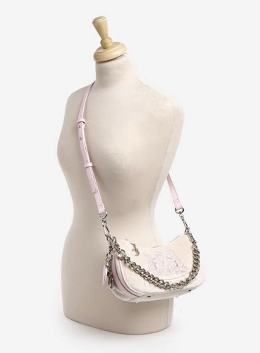 UK Exclusive Juicy Couture Medium Twig Dogs Pink Beige Velvet Hobo Bag FREE P&P - Picture 4 of 13