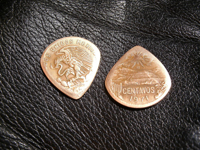 HANDMADE REAL COIN GUITAR PICK!!! ''BRONZE ROCKER'' L@@K!!! (Brian May) (ZZTOP)