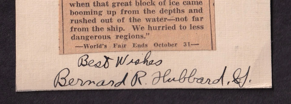1934 Glacier Priest - Rev. B. R. Hubbard signed, with iceberg science article (B - Image 3 of 3