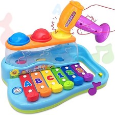 Rainbow Xylophone Piano Pounding Bench For Kids With Balls  Hammer