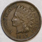 1907 Indian Head Cent Choice Extremely Fine XF+ Coin #14075