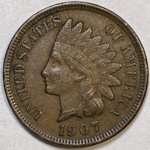 1907 Indian Head Cent Choice Extremely Fine XF+ Coin #14075