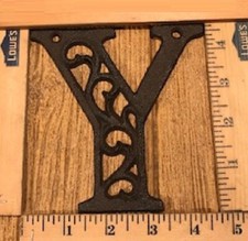 Letter "Y" Ornate Cast Iron Filigree 4 5/8" tall by 4 5/8" wide Rustic 0557-Y