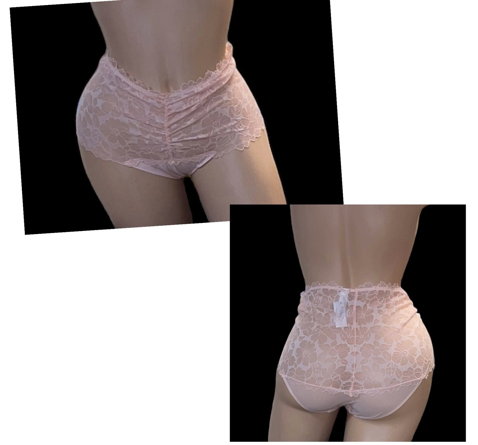 Adore Me Vintage Pink Lace Sheer High Waisted Nylon Panties Womens M